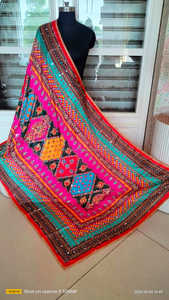 Nuevo elegante bordado hecho a mano espejo trabajo paquistaní seda Dupattas bohemio bordado a mano colorido Dupattas para ropa de mujer - Product Image 4