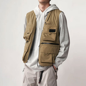 2025 Llegada en línea Mejor estilo de cremallera Chaleco resistente Logotipo personalizado Impreso Cuello en V Top Chaleco de pesca - Product Image 5