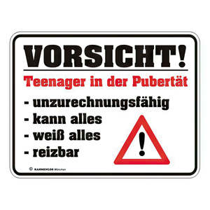 Letrero de Metal con Diseño de Precaución para Adolescentes en la Pubertad, Placas Decorativas Únicas - Product Image 1