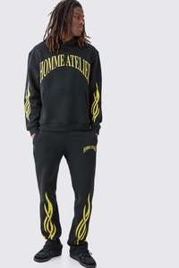 Conjunto Deportivo Informal de Dos Piezas con Capucha Extra Grande y Pantalones Anchos con Estampado Personalizado OEM para Hombre - Product Image 4