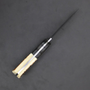 Couteau de chasse artisanal en corne de cerf, lame pleine, avec étui en cuir - Product Image 5