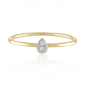 Mode diamant naturel bande classique 18k or jaune fiançailles mariage poire brillant coupe lunette réglage bague en diamant pour les femmes - Product Image 1