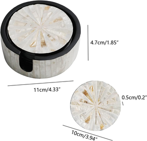 Luxury Bohemian Shell Coaster Handmade Eco-Friendly Vietnam Mother Pearl Inlay Stylish Dining <b>Drinkware</b> Protection Best Price - Product Image 6