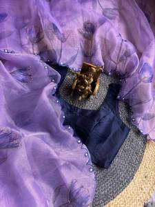 Lino de diseñador ORGANZA JACQUARD Trabajo Saree Blusa sin costuras RED GARARA-Moda moderna de alta calidad Ropa de fiesta Estilo tradicional - Product Image 6