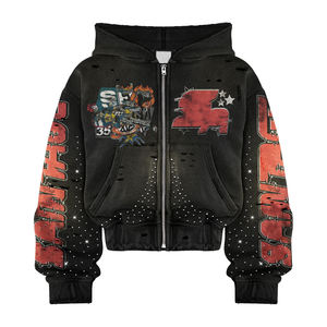 Conjunto de Sudadera con Capucha y Pantalones Deportivos para Hombre, Estilo Vintage Lavado, Fabricante de Trajes Deportivos, Lavado Ácido, Cierre de Cremallera, Impresión DTG - Product Image 6