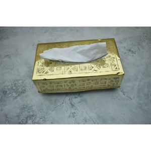 Boîte à mouchoirs en laiton métallique de qualité de luxe pour accessoires de vaisselle organisateur de serviettes boîte à mouchoirs décorative moderne porte-serviettes - Product Image 2