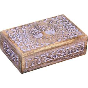กล่องไม้แกะสลักแบบกำหนดเองกล่องเครื่องเพชรพลอยแกะสลักด้วยมือไม้มะม่วงเผากล่องของขวัญที่กำหนดเองจากผู้ส่งออกอินเดีย - Product Image 2