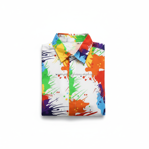Camisa de Playa de Verano con Estampado de Salpicaduras Multicolores, Estilo Hawaiano, Transpirable, Camisa de Botones para Hombre - Product Image 6