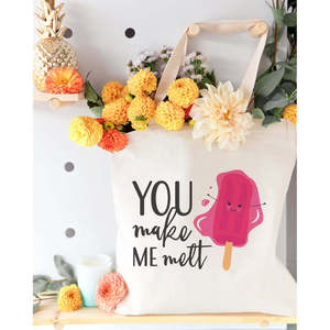 You Make Me Melt Cotton Canvas Tote Bag for Clothing Gifts Shopping Food Coffee Wine Chocolate Bread Snacks - Product Image 3