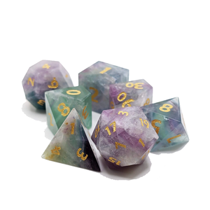 Dados de piedra de alta calidad, fluorita arcoíris, cristal natural, piedras curativas de reiki, piedras grabadas, juego de dados personalizado, cristal vikingo - Product Image 2