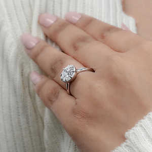 Meilleur design élégant ancien diamant rond européen bouton arrière bague solitaire bague en diamant de laboratoire pierre principale bague en or massif 14k - Product Image 2