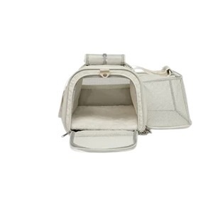 Soft-Sided Pet Carrier for <b>Cats</b> Quilted Textile Zipper Closure Breathable Mesh Window Beige Color Simple Design - Product Image 4