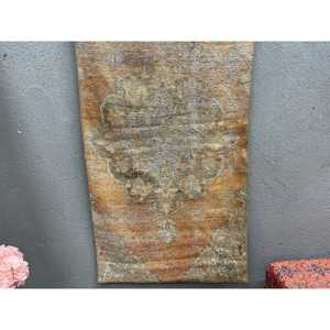 Turkish Vintage Small Rug 2.7x5.1 ft, <b>Brown</b> Orange Floral <b>Wool</b> Rug - Product Image 2