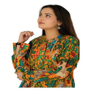 เสื้อเชิ้ตผ้าฝ้ายสไตล์โบฮีเมียนสำหรับผู้หญิงเสื้อพิมพ์ลายดอกไม้สีเหลืองเสื้อลำลองสไตล์ฮิปปี้ผ้าทอยาวเสื้อฤดูร้อนน้ำหนักเบา - Product Image 3