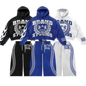 New Arrival Sun Fad Embroider Distress <b>Tracksuit</b> Jogger Sweatpants & Zipper Hoodie Sun Fade <b>Tracksuit</b> Jogger Set <b>Men's</b> - Product Image 6