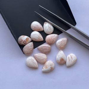 8mm 10mm 14mm Naturel Blanc Pêche Scholarsite Pierre Poire Lisse Cabochons Pierre Semi Précieuse Semi Précieuse Usine de Bijoux - Product Image 2