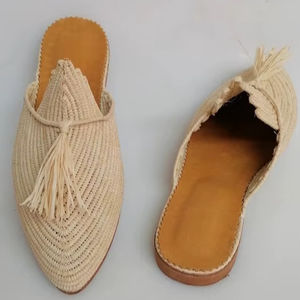 Natural leather and <b>raffia</b> shoes, women's <b>raffia</b> slippers, handmade <b>raffia</b> slippers, summer <b>sandals</b> - Product Image 1