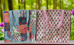 Sac fourre-tout en tissu imprimé à la main en Inde, matelassé, pour femmes, mode hiver-été, sac à main, sac à bandoulière, fleurs multicolores - Product Image 6
