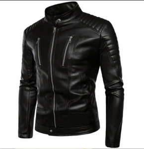 Chaqueta de Motociclista de Piel de Oveja para Hombre, Estilo Casual, Color Sólido, con Cremallera, de Cuero Auténtico, para Invierno - Product Image 1