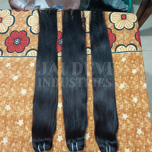 Prolongements droits de cheveux humains de vague profonde lâche de double trame de machine en vrac indienne naturelle vierge non traités - Product Image 1