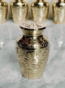 Classic Brass Adult Urn <b>For</b> Human <b>Ashes</b> Strong Durable And Designed <b>For</b> Memorial <b>Keepsake</b> Funeral And Remembrance Needs - Product Image 2