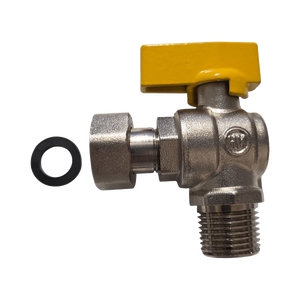 Válvula de bola de gas de latón niquelado HM de 1/2 pulgada EN 331-M/M o M/F con palanca amarilla para sistemas de gas natural, GLP y HVAC - Product Image 1