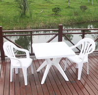 Mobilier d'extérieur Table de pique-nique carrée blanche en plastique pour jardin