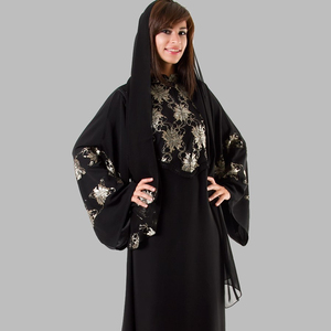 Ropa étnica túnica negra larga para mujeres musulmanas en Oriente Medio - Product Image 1