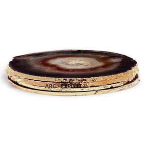 Sous-verre en agate en marbre simple de créateur avec bordure de couleur dorée Décoration de table Sous-verre fantaisie pour thé et café à vendre - Product Image 6