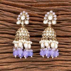 Boucles d'oreilles en perles Indo Western avec placage Mehndi 110398 grossistes de bijoux arabes en Inde - Product Image 3
