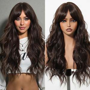 Eireen-DWY Long Brown Curly Glueless Synthetic <b>Wig</b> High Quality Heat Resistant Fiber Small Cap Size Transparent <b>Lace</b> - Product Image 3