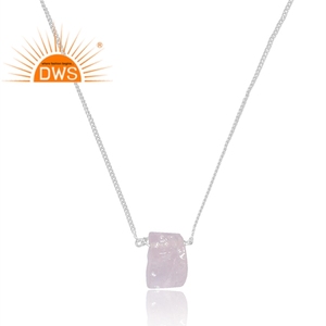 Collar con colgante de piedras preciosas de cuarzo rosa Natural de Plata de Ley 925, fabricante de joyería personalizada - Product Image 2