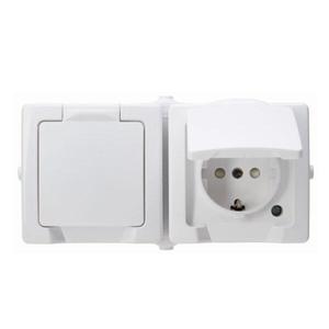 Kopp Nautic presa di corrente di protezione 2-facciale orizzontale a parete IP44 bianco artico - Product Image 1