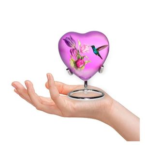 Grande urne funéraire élégante en aluminium fait à la main en forme de cœur rose Urnes en métal de la meilleure conception pour mémorial en laiton - Product Image 1