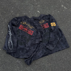 T-shirts à manches longues pour hommes, col rond, imprimés DTG tie-dye personnalisés, grande taille, haute qualité, vente en gros 2026 - Product Image 2