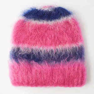 Bonnet d'hiver avec logo jacquard personnalisé Bonnet en mohair tricoté haut de gamme Bonnet taille adulte pour hommes - Product Image 5