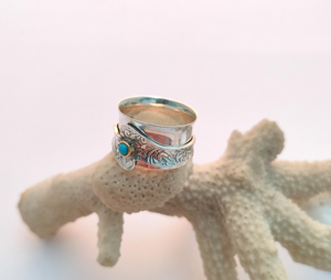 Muy recomendado Dal turquesa forma redonda anillo de piedras preciosas hecho a mano 925 anillo de plata esterlina para mujeres - Product Image 3