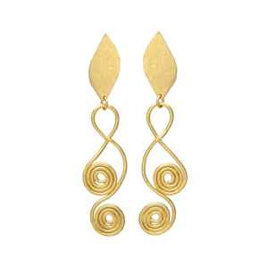 Recién llegado, pendiente largo de borlas chapado en oro con diseño en espiral, pendientes de latón, diseño clásico para mujeres y niñas - Product Image 1