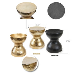 โต๊ะข้างทำจากโลหะทรงกลมผสมทองเหลือง AK ชุดสำเร็จรูปสีทอง & สีดำ2ชิ้นในราคาที่ดีที่สุดสำหรับเฟอร์นิเจอร์ห้องนั่งเล่น - Product Image 3