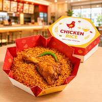 Boîte en carton hexagonale personnalisée jetable pour restaurant de poulet et riz arabe, avec couvercle et base, pour emballage alimentaire, déjeuner et burger