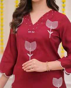 Traje Kurti con Pantalón y Dupatta para Mujer, con Bordado de Lentejuelas, Diseño Moderno y Elegante, Bordado Pesado a Mano - Product Image 3