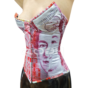 Corset amincissant pour femmes, imprimé billets de dollar multicolores, satin respirant, soutien-gorge à armatures, taille plus - Product Image 3