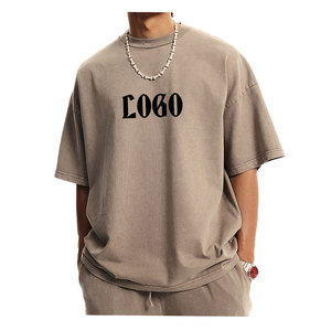 Recién llegado, camiseta para hombre, 100% algodón, cuello redondo, camiseta de gran tamaño con hombros caídos, camisetas lisas de peso pesado en blanco para hombre - Product Image 5