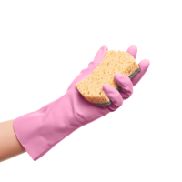 Guantes de Látex Rosa Impermeables para Verano, con Forro de Algodón, Grosor Medio de 17 Mil, Puño Recto, 12 Pulgadas de Largo, para Lavar Platos