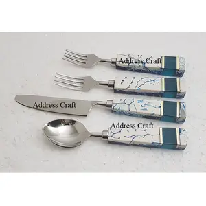 Giá bán buôn thép không gỉ thiết lập dao kéo chất lượng cao tay giả mạo Flatware Set với nhựa xử lý thiết lập dao kéo cho đám cưới