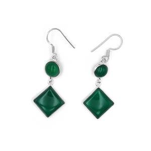 Pendientes de ónix verde de boda de Plata de Ley 925 hechos a mano, cabujón de ónix verde, piedras preciosas, accesorios de joyería de plata, componentes - Product Image 1