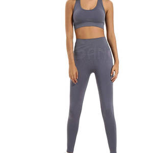 Conjunto de Yoga personalizado 2023 para mujer, nueva ropa deportiva, entrenamiento de gimnasio, patrón sólido, cierre de cintura elástica, función transpirable de talla grande - Product Image 1