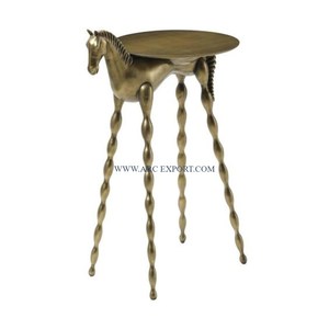 Table d'appoint de salon de grande taille polie en blanc et or Conception attrayante Table d'appoint en aluminium et métal de forme personnalisée - Product Image 2