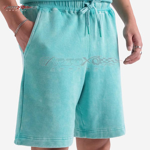 Pantalones cortos holgados lavados con ácido para hombre, ropa de calle Vintage de algodón 100%, estilo informal atractivo con aspecto lavado - Product Image 6