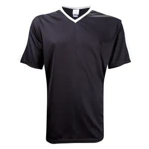 Black Soccer Jersey Sports Uniform Shirt V Neck Style Polyester Jersey Adult Fashion OEM Size Best Plain Soccer Football Jersey